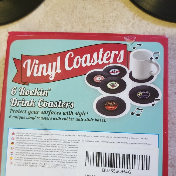 New vinyl record coaster set non slip bottoms - Picture 2 of 3